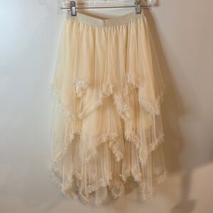 Elegant Cream Layered Tulle Skirt | High Waist | Fairycore Flowing